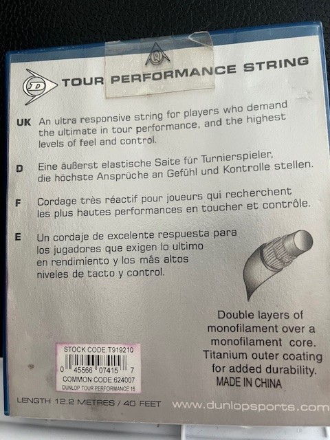 Dunlop Tour Performance Tennis String