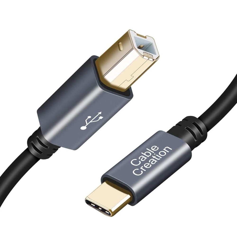 CableCreation USB B to C Printer Cable 10FT, USB-C Space Grey
