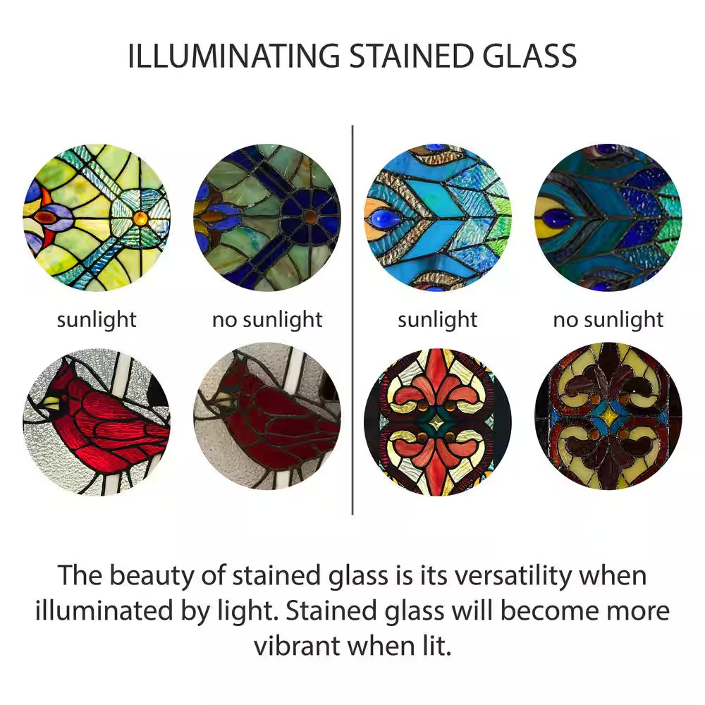 Multi Stained Glass Mystical World Tree Window Panel