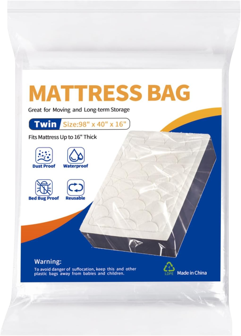 Mattress Moving Bag Waterproof Heavy Duty Twin Full Queen King Storage Cover