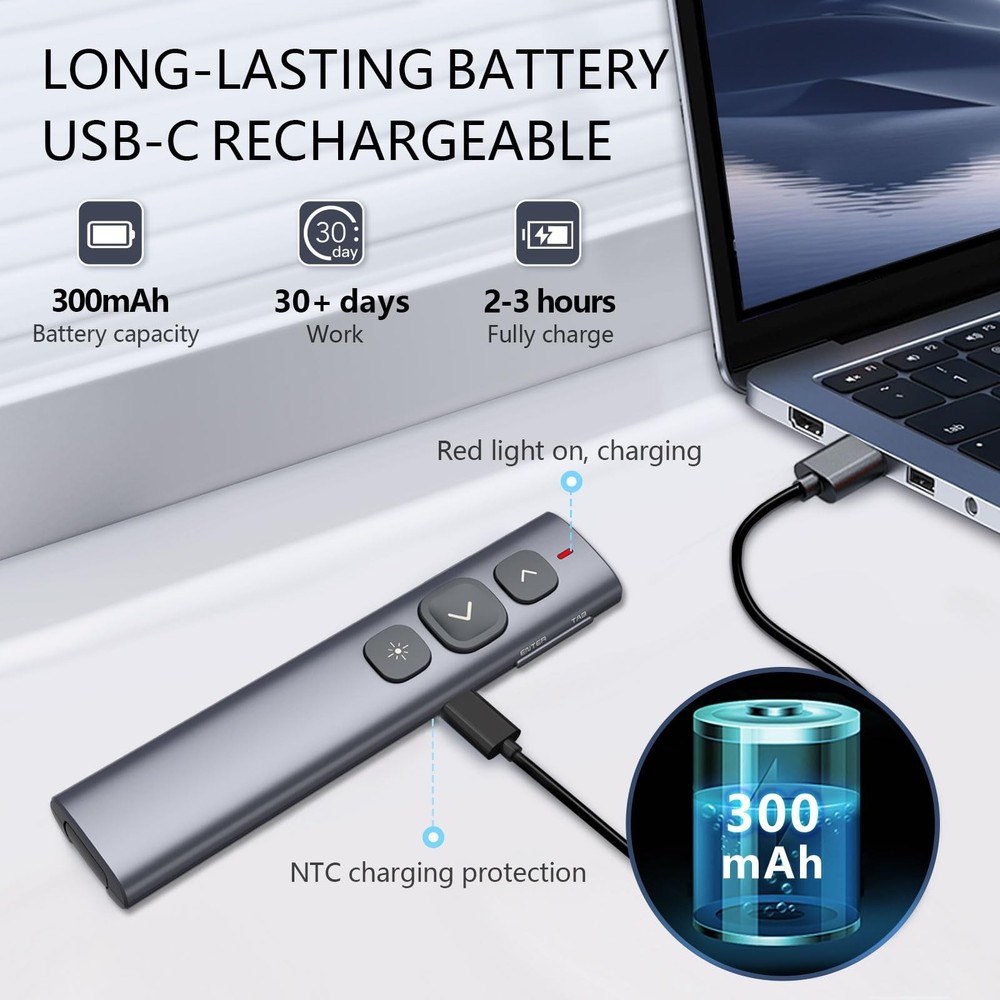 N95 Bluetooth Presentation Clicker with USB-A Receiver, PowerPoint Clicker fo...