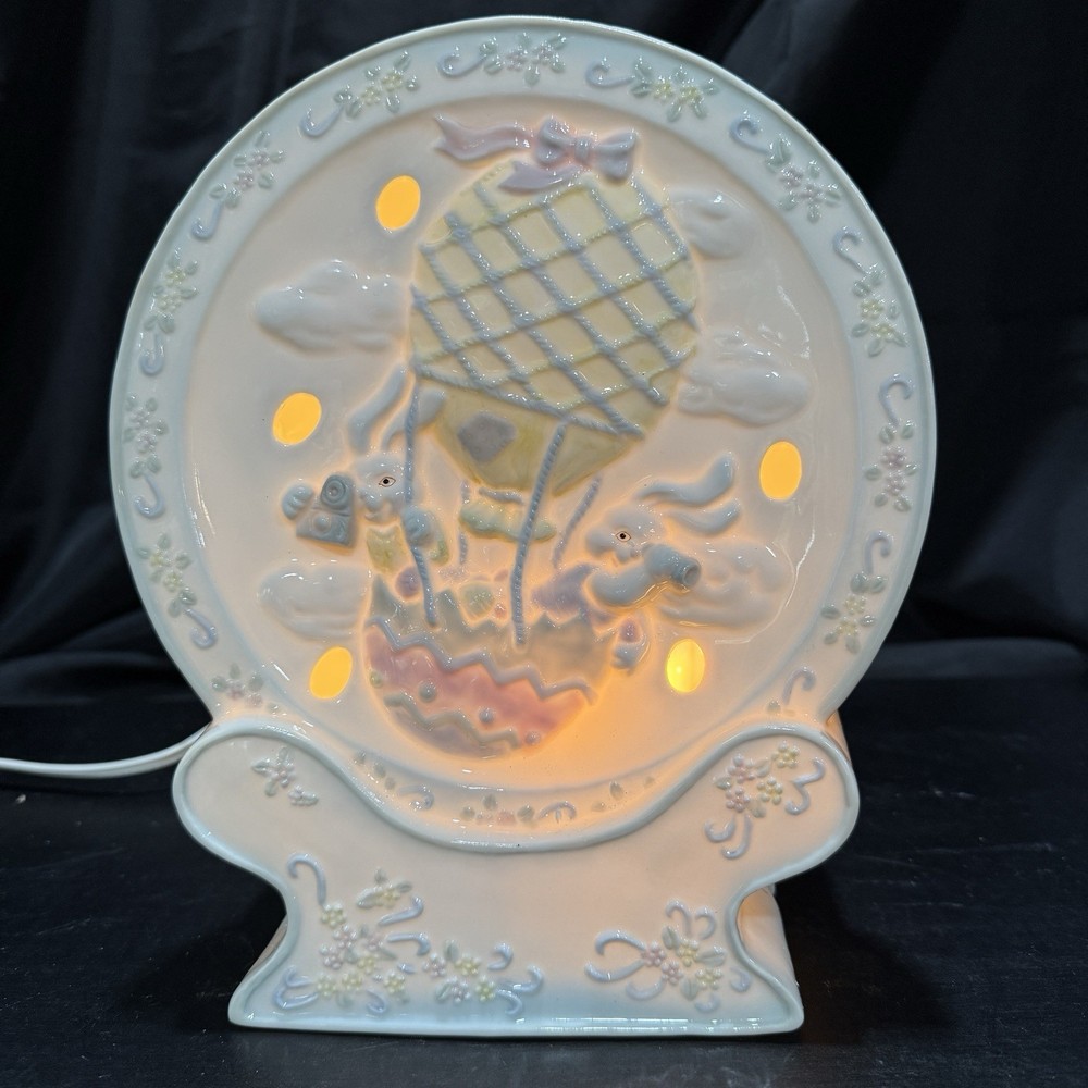 Cracker Barrel Easter Porcelain Lighted Plate with Box HTF Night Light