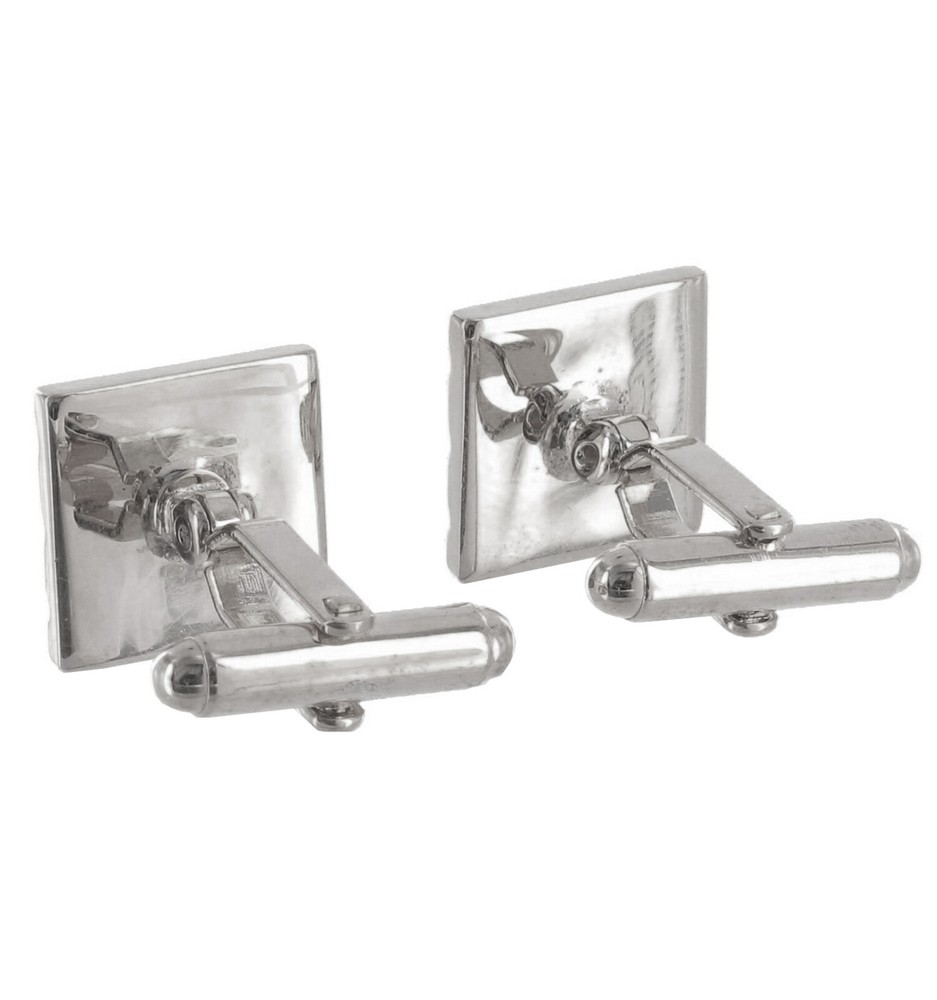 Silver Tone Square Striped Mens Cufflinks Toggle Back 1/2"