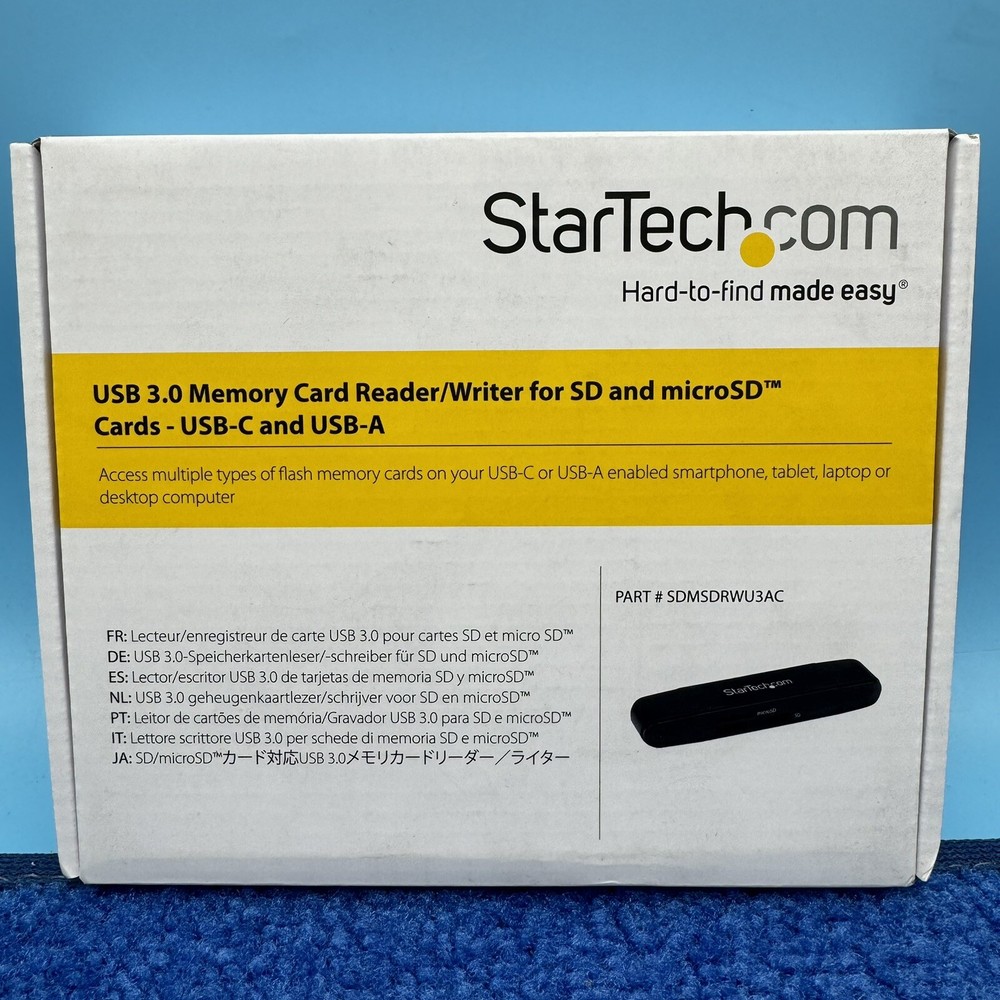 StarTech USB 3.0 Memory Card Reader for SD and microSD Cards USB-C and USB-A