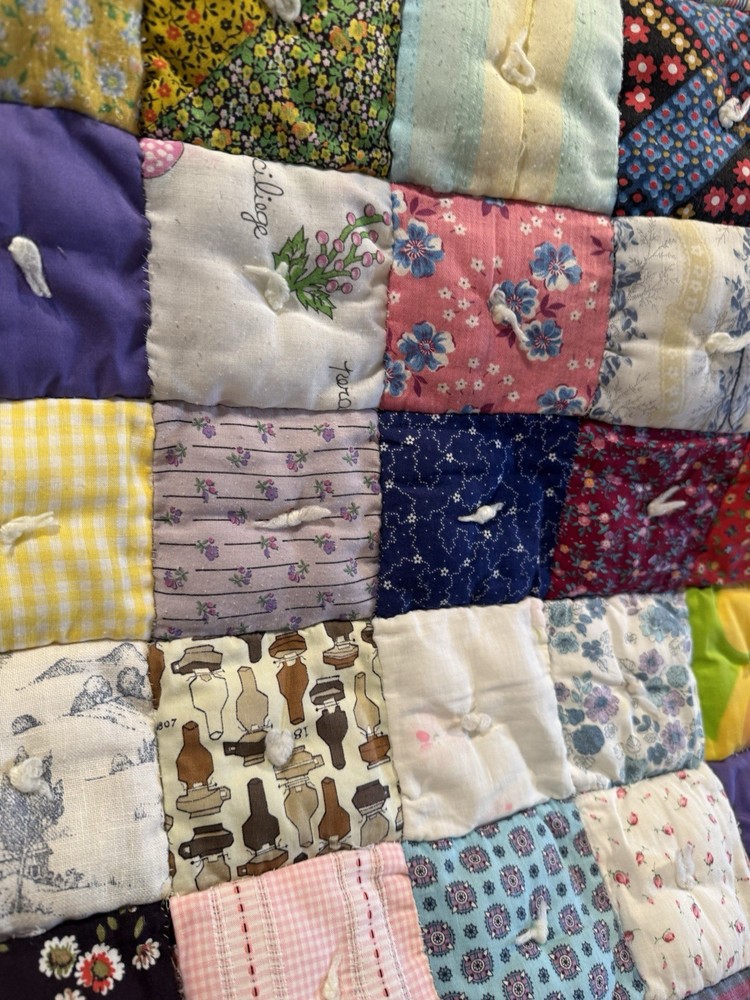 Vintage Puff Patchwork Hand Stitch Quilt