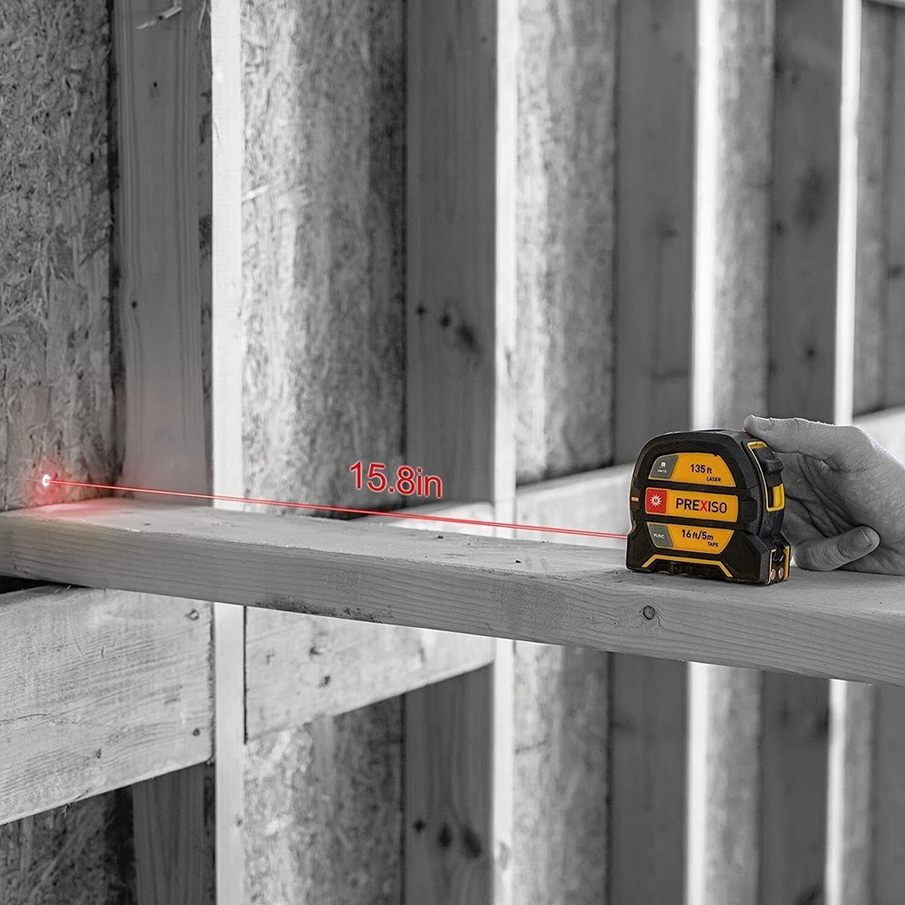 PREXISO 2-in-1 Laser Tape Multi-Function Measure Laser Measurement Tool 16 Ft