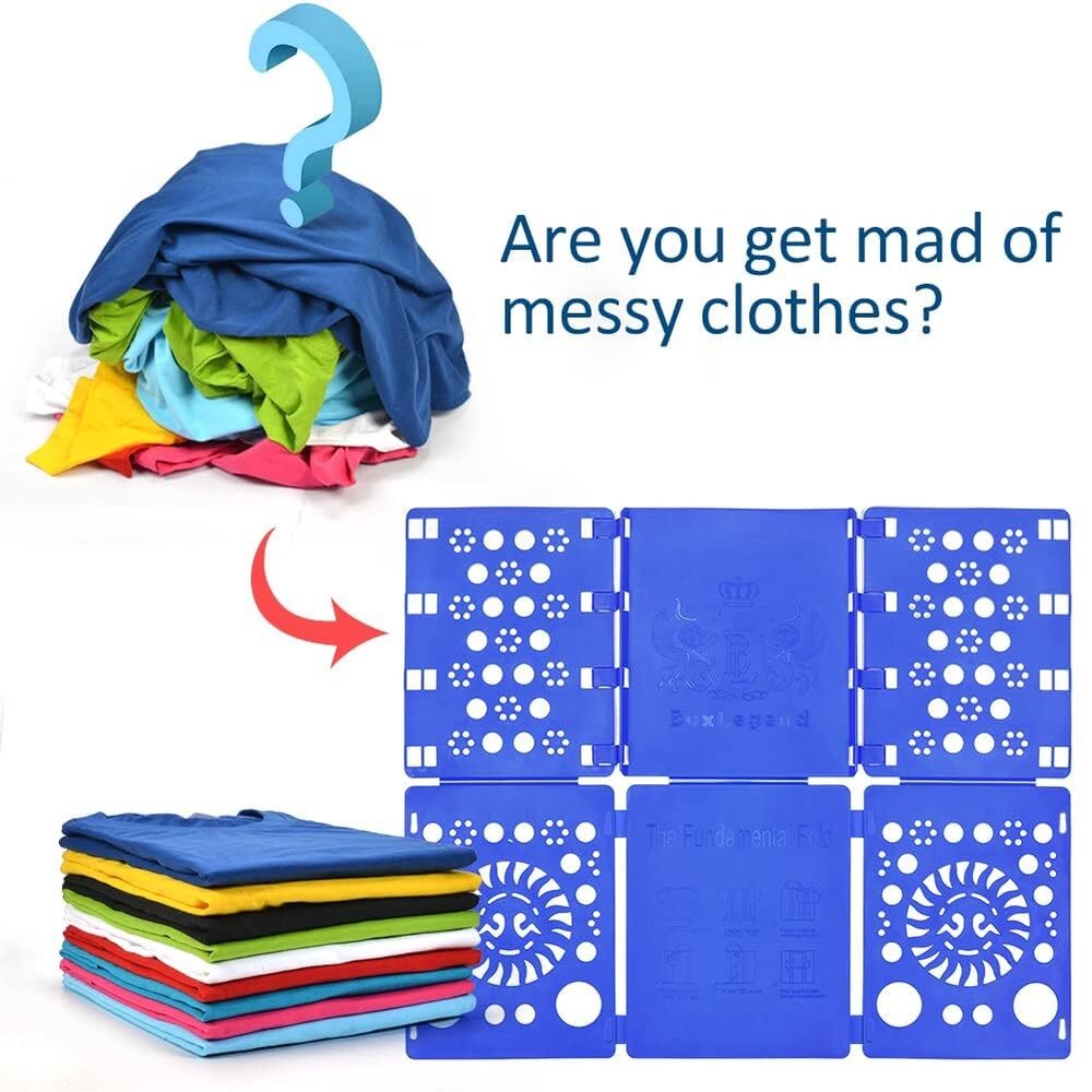 Version 3 Shirt Folding Board Durable Plastic Laundry Organizer Blue