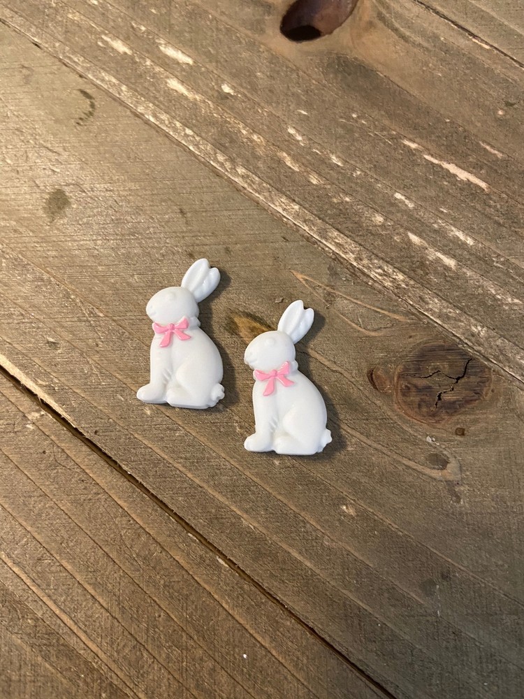 White or Brown Easter Bunny Post Earrings