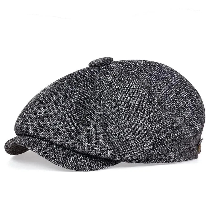 Newsboy Hat Flat Cap Driver Herringbone Tweed Plain Wool Baker Boy Classic Golf