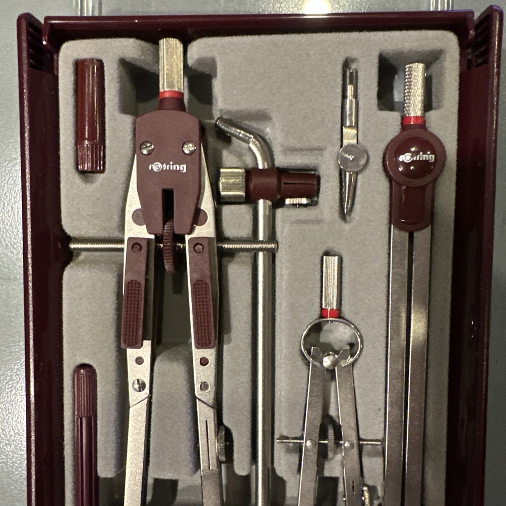 Rotring Drafting Tools Convex 7 pcs Compass Set in Case Germany