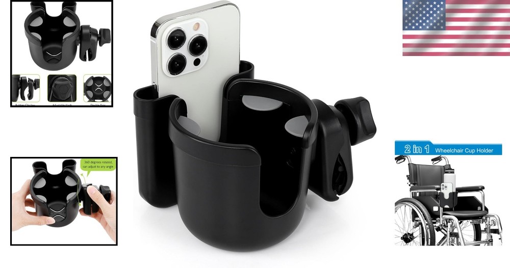 Universal Mobilty Device Cup Holder & Phone Holder - Perfect for Active Users