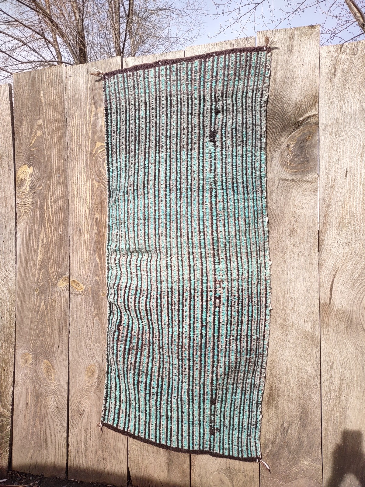 Navajo Rug Antique Native American Indian Twill Weaving Textile 1910 62 x 30