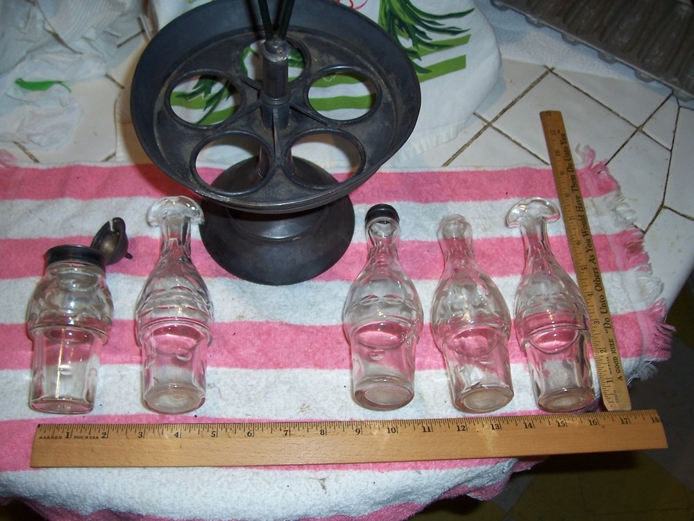 Victorian Silver Plate Cruet Caddy Condiment Carousel Set and Stand, Table ware