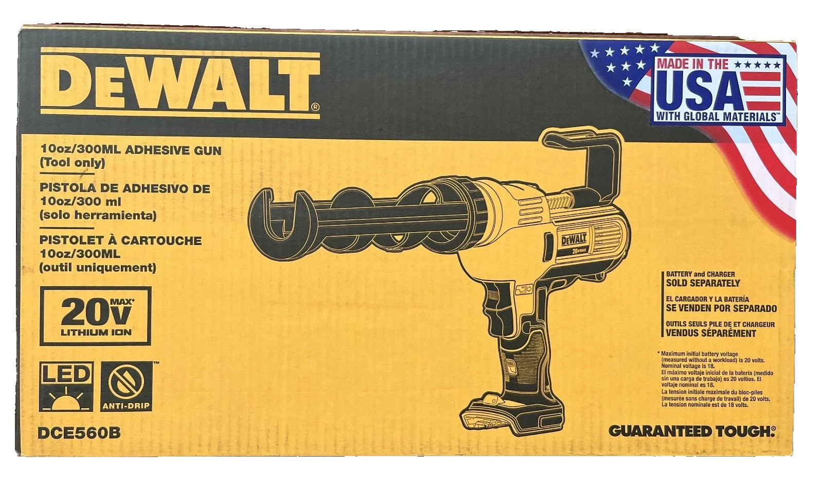 DEWALT DCE560B 20V MAX Cordless 10 oz / 300 ml Adhesive Gun (Tool Only)