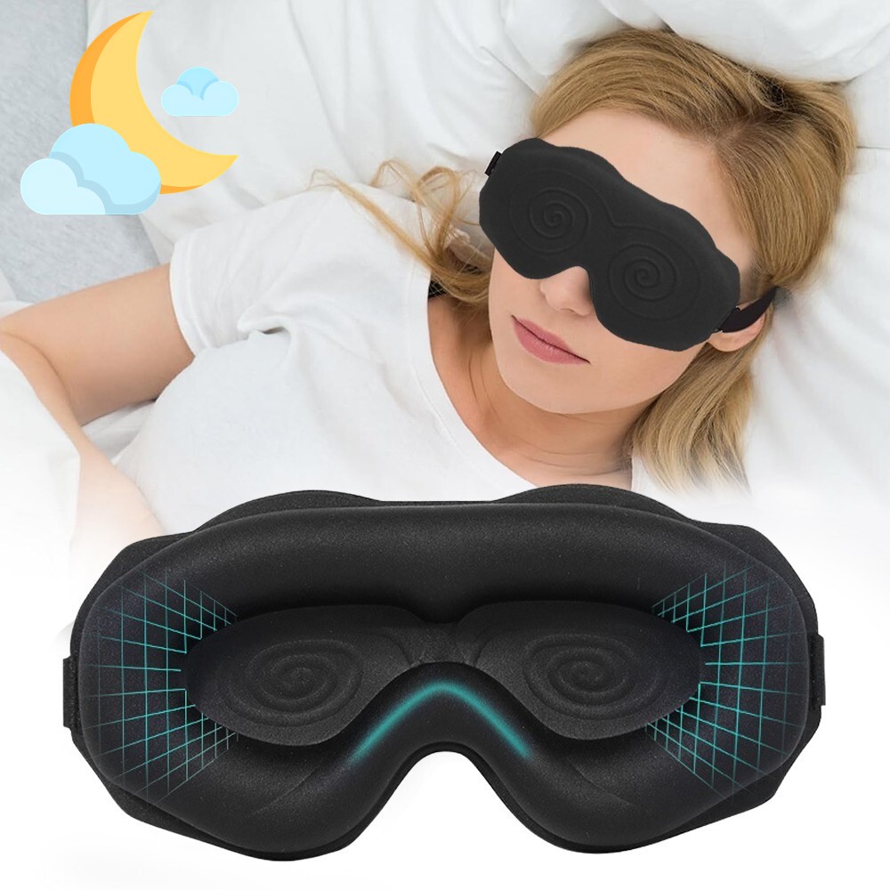 3D Luxury Sleep Mask for Back, Side Sleeper, Complete Light Blocking,Spacious