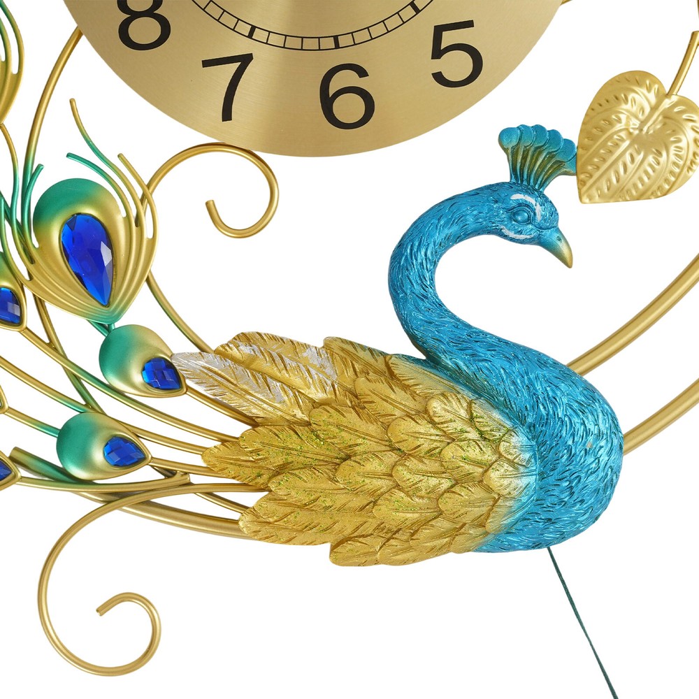 Peacock Wall Clock, Silent Art Wall Clock, Decorative Wall Clock