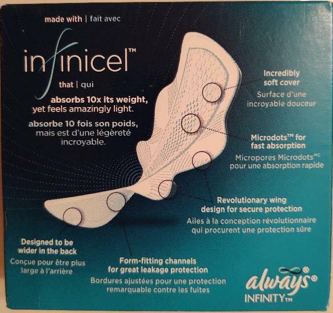 Always Infinity Regular Flow 18 Pads With Wings NEW