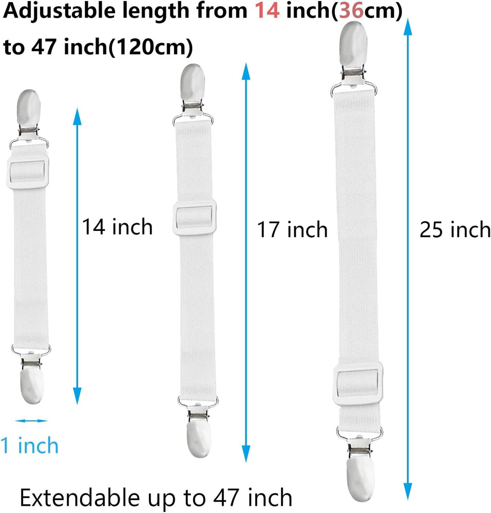 10 Pcs Adjustable Bed Sheet Straps,Bed Sheet Clips, Elastic Bed Fitted Sheet ...