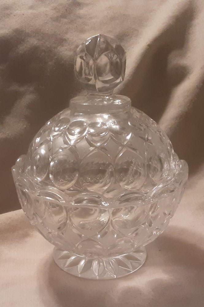 Vintage Petite Round Clear Covered Candy Dish