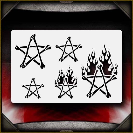 Bone Pentagrams Airbrush Stencil Template Airsick