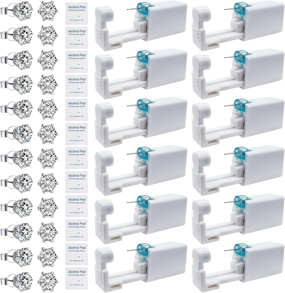 Ear Piercing Kit - 36Pcs Disposable Ear Piercing Gun Kit Includes 12Pcs Self Ea