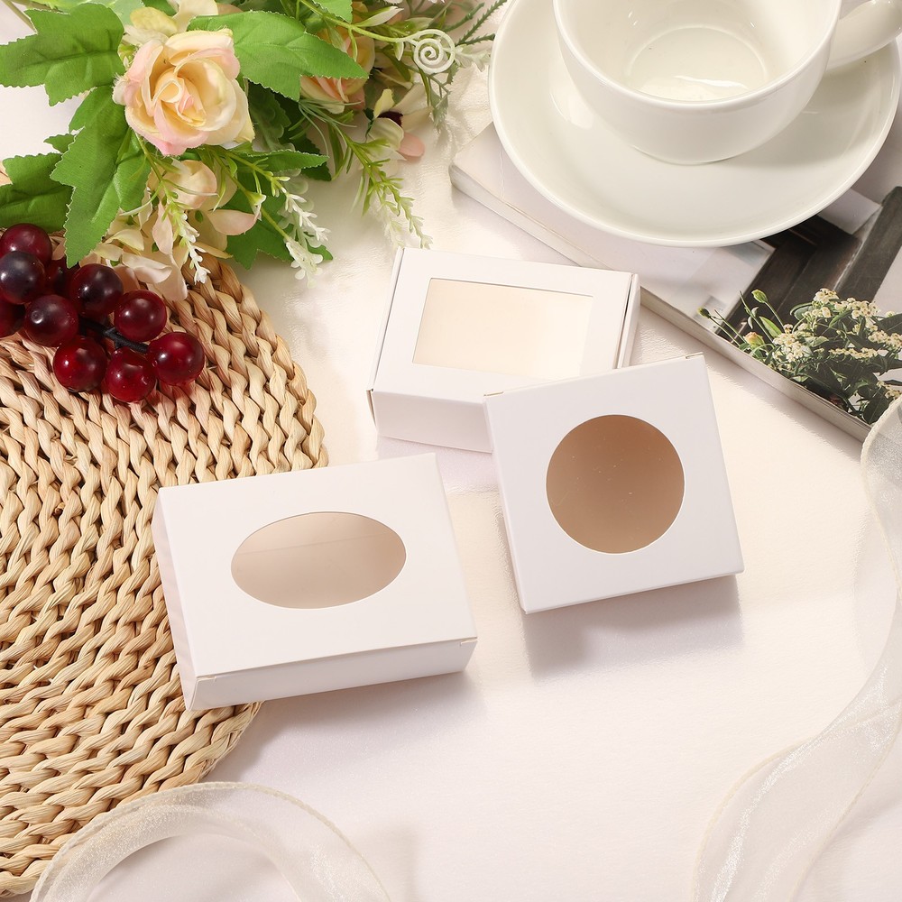 32Pcs Soap Packaging Boxes 3x3x1.2 Inch for Crafts White