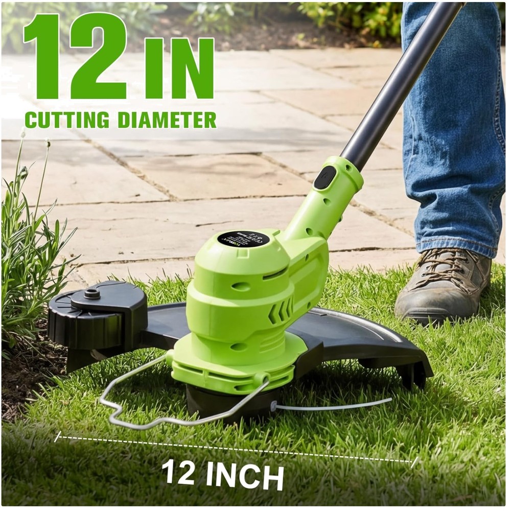 21V Battery Weed Eater & String Trimmer with Wheeled Edger