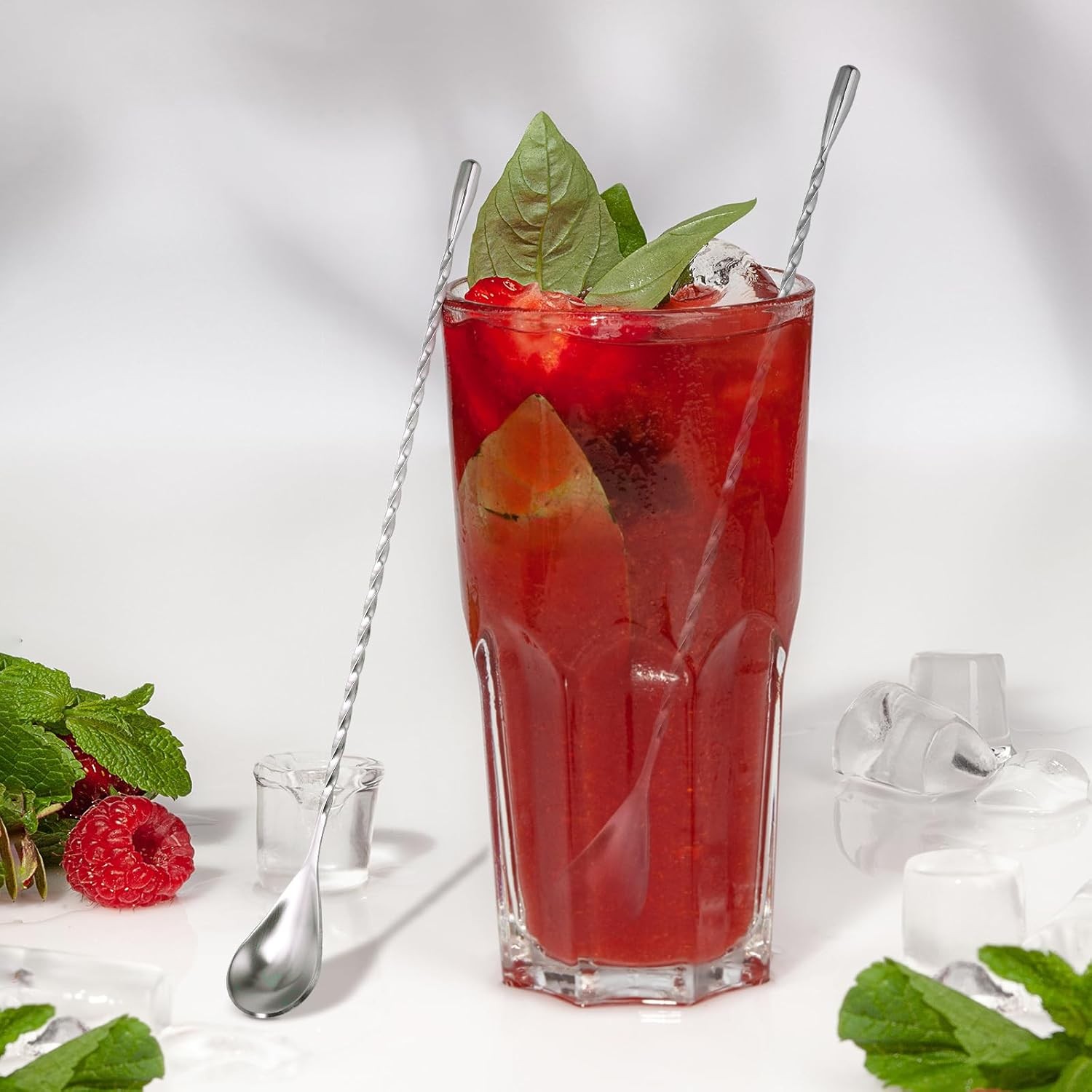 2 Pcs 12 Inch Bar Mixing Spoon Cocktail Spoon Stainless Steel Bar Long Spoon wit