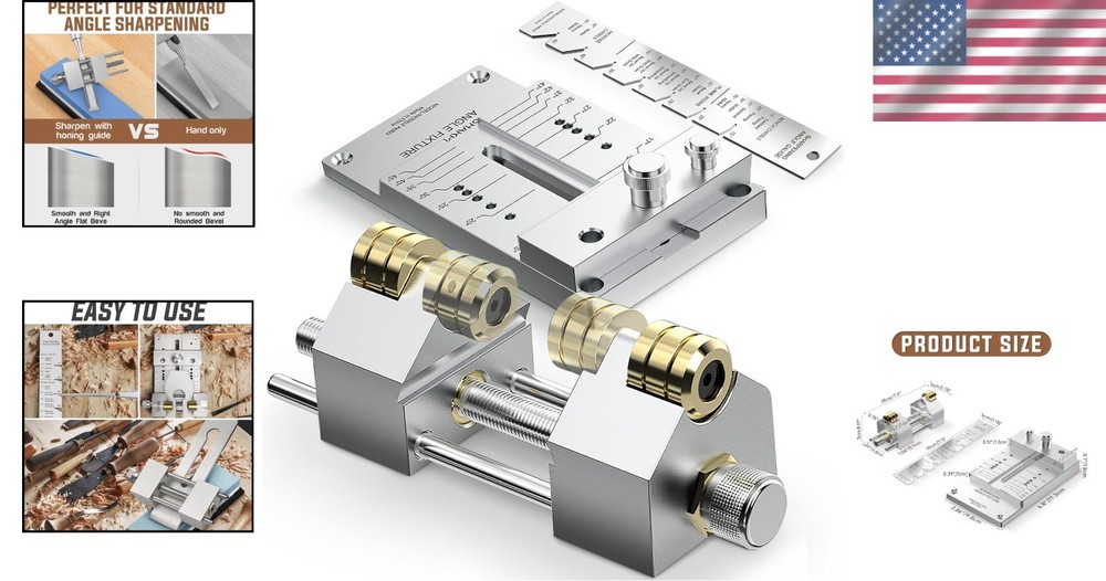 Versatile Chisel Sharpening System - Heavy Duty Angle Fixture & Gauge Included