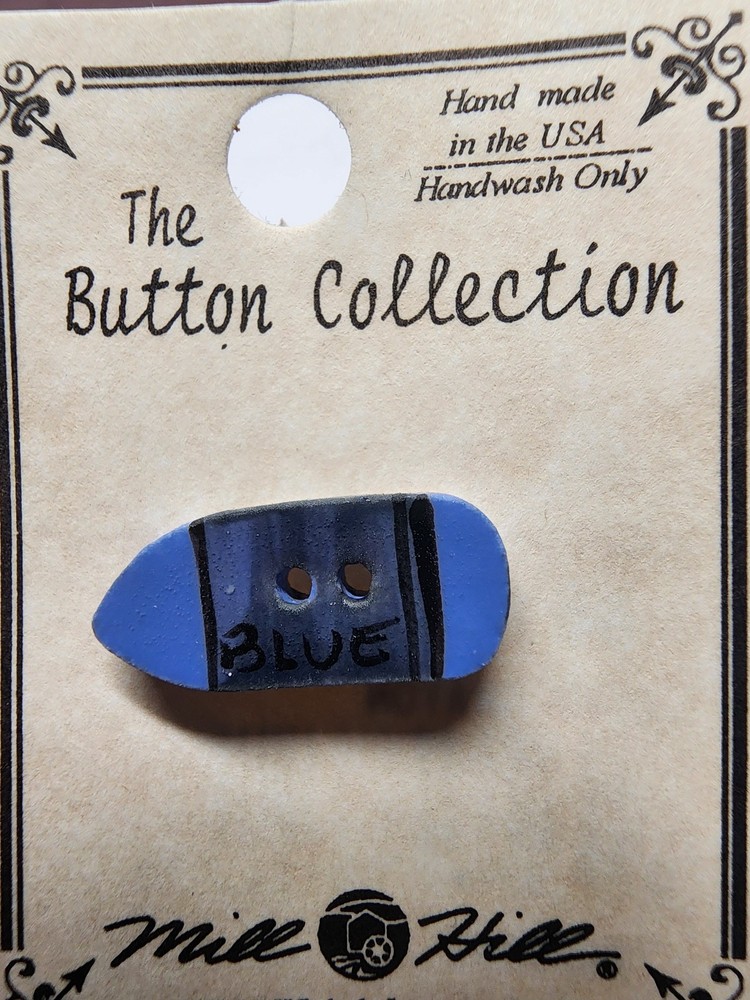DIY Mill Hill Ceramic Button - Blue Crayon Button