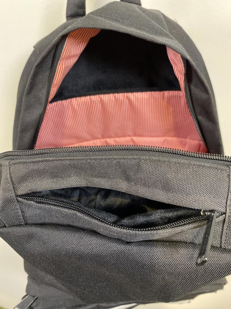 Herschel Black Backpack with Brown Suede Bottom