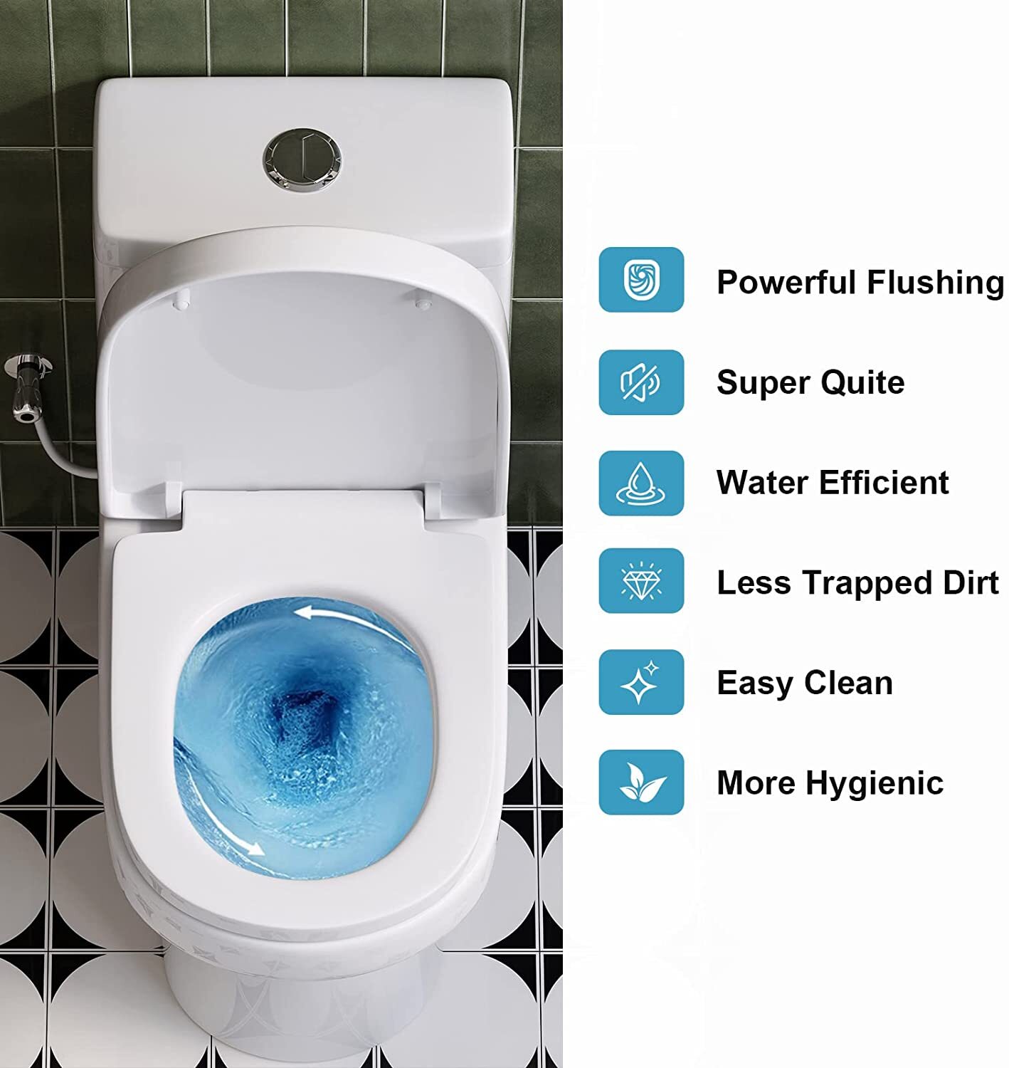 HOROW Small Compact One Piece Toilet with Soft Closing & UF Seat 12'' Rough-In