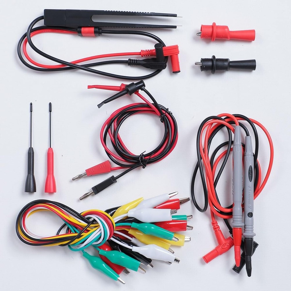Versatile 19-Pc Electrical Multimeter Lead Set with Soft Grip Probes & Clips