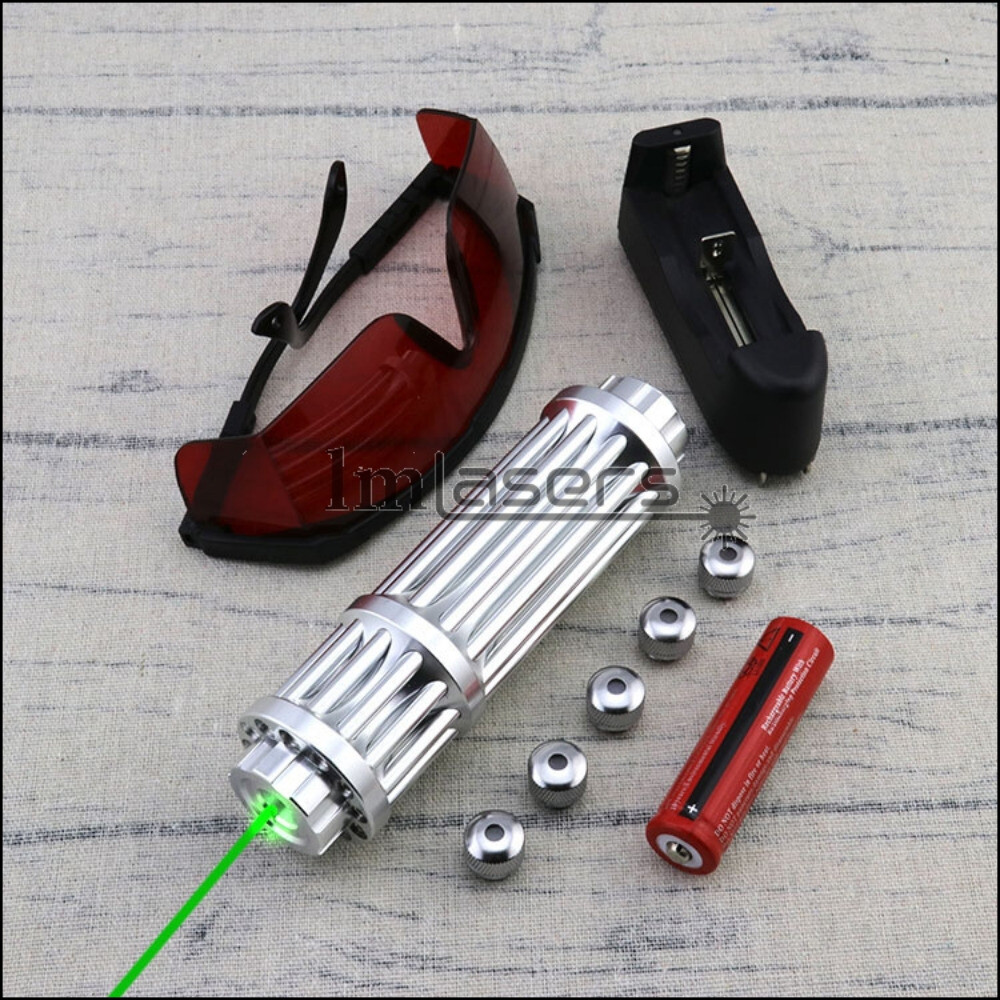 Adjustable Focus 532nm GR Laser Pointer Light Visible Beam Battery & Charger