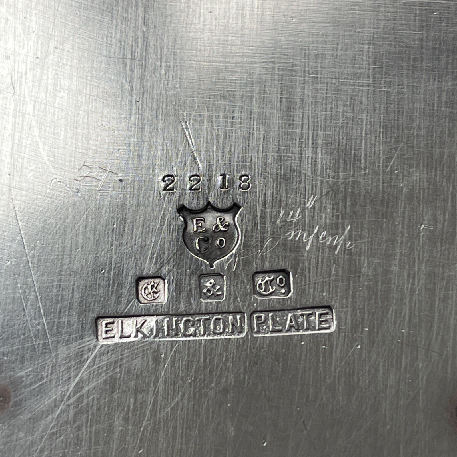 Antique Elkington & Co Silver Plated Round Footed Tray 2218 Victorian 1900 /14”W