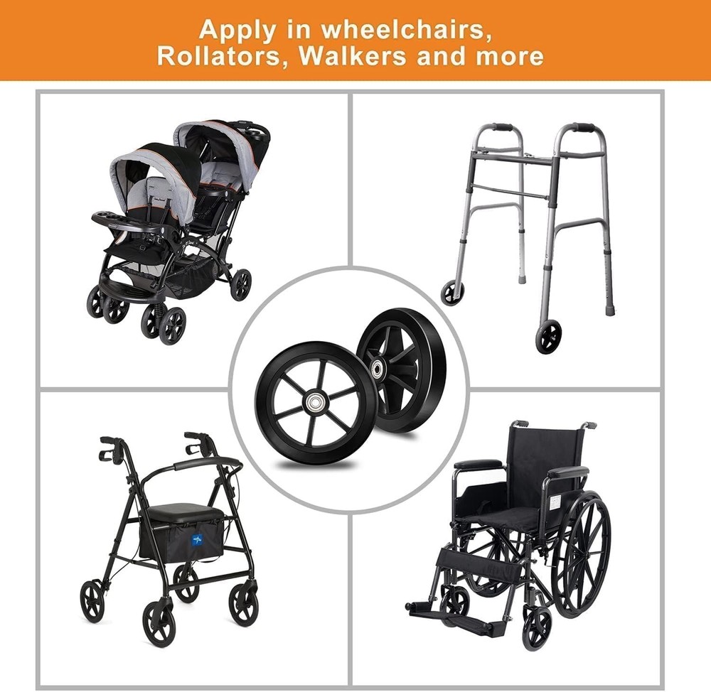 2 Pack 6-Inch Replacement Wheels for Wheelchairs - Durable & Eco-Friendly