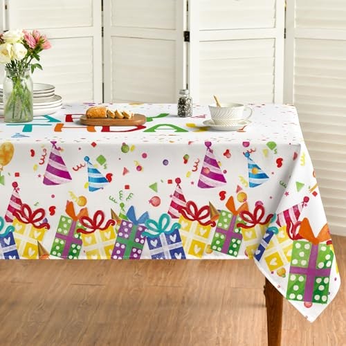 Birthday Tablecloth 60x84 Inch Rectangular, 60" x 84" (Rectangular) White