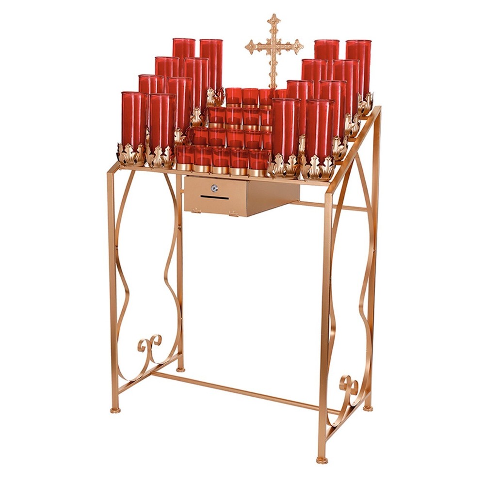 36 Light Votive Light Stand Combination With Locking Offering Box
