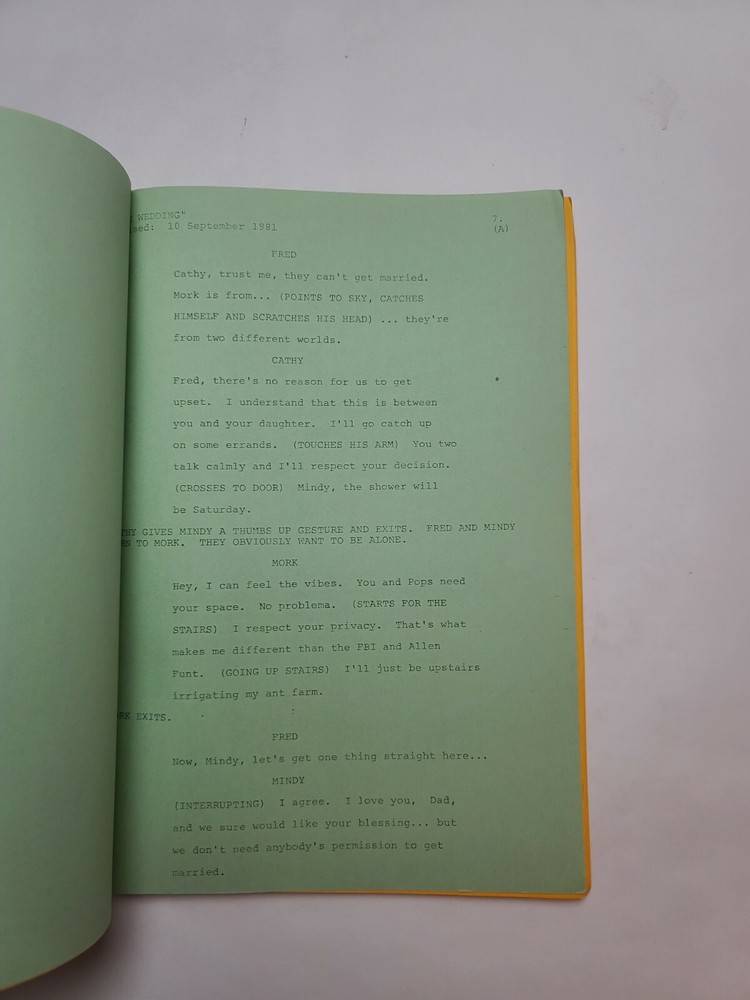 MORK & MINDY / 1981 TV Script, Conrad Janis & Robert Donner "The Wedding"