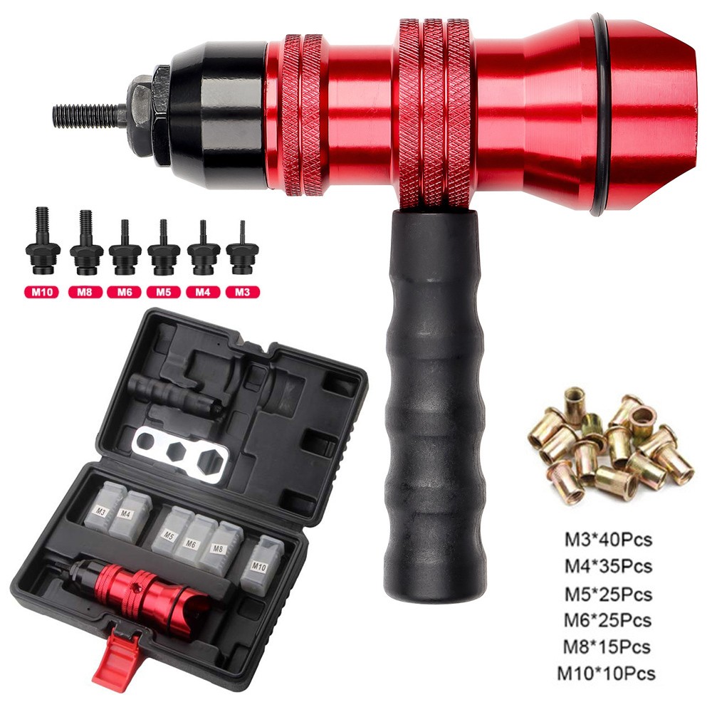 Professional Electric Drill Rivet Rivnut Nut Gun Adapter Insert Tool Kit M3-M10❥