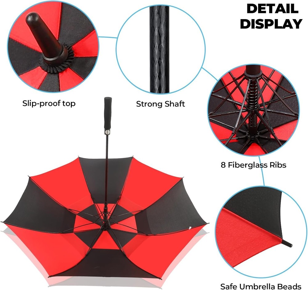 Automatic Open Golf Umbrella Large Vented Canopy Wind Resistant Rain US