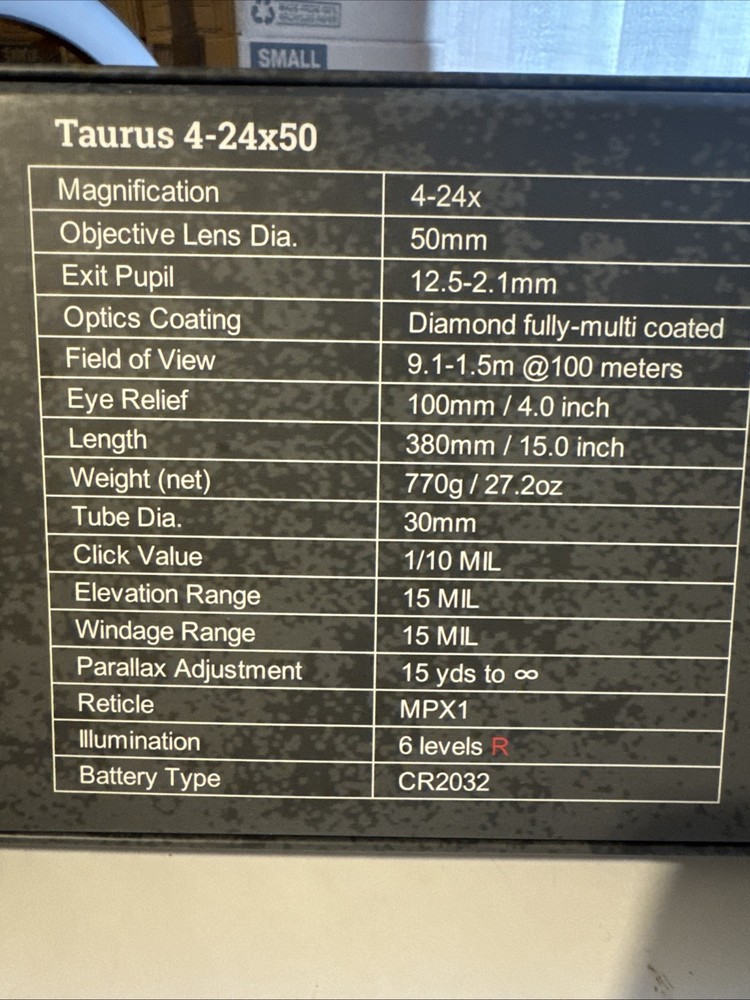 Vector Optics Tauron 4-24x50 FFP MPX1 MRAD