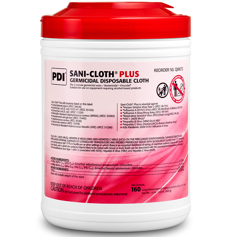 Sani-Cloth Plus Germicidal Surface Wipe Pack - 160 Disposable Cloth Wipes