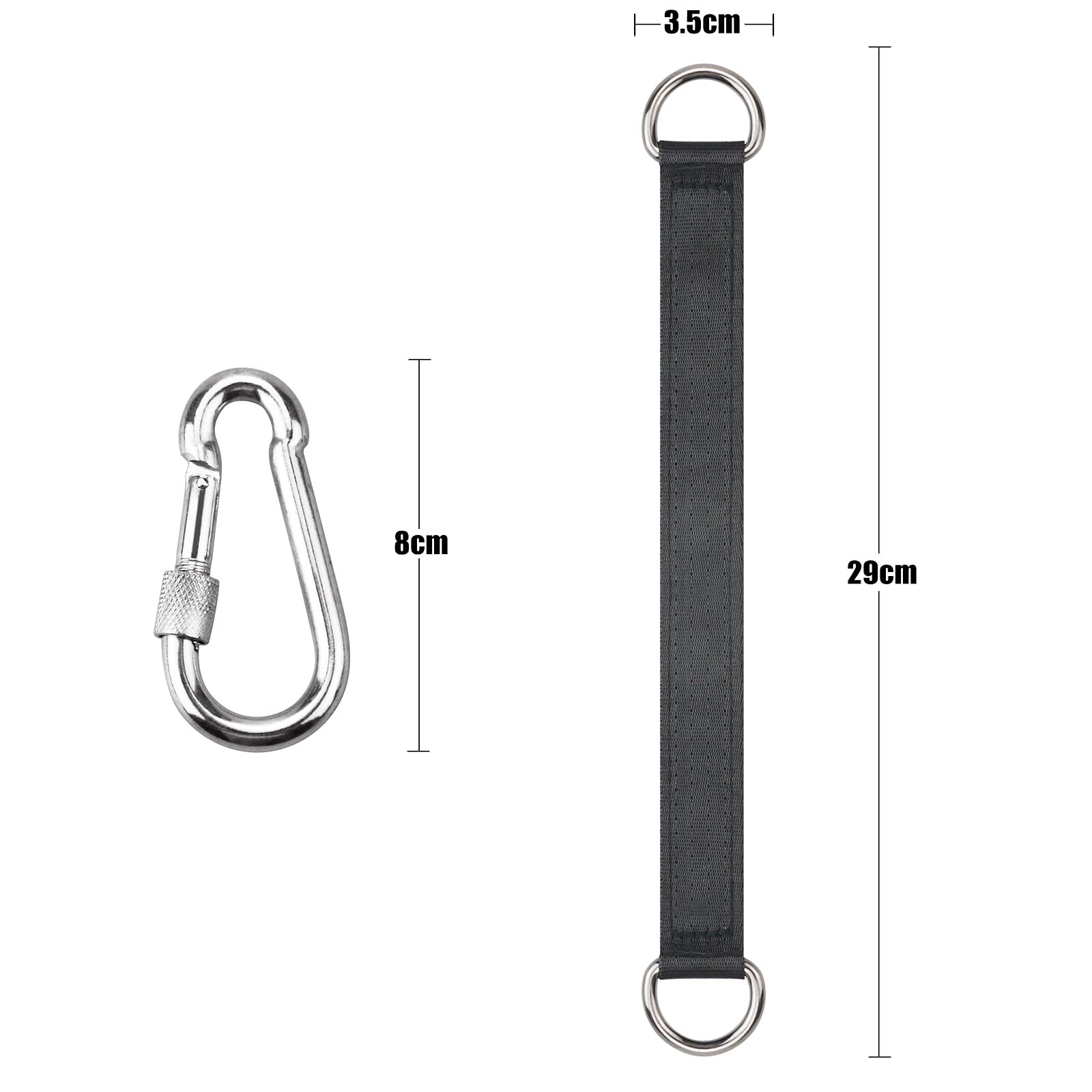 Tree Swing Straps Set 4 PCS Black Hanging Kit with Carabiners