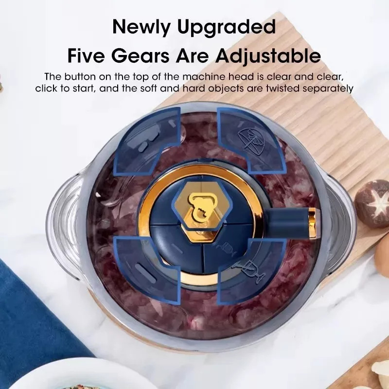 500W Electric Food Vege Chopper Food Processor Kitchen Meat Grinder Mixer 5L US