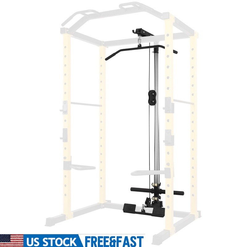 Multi-Function Adjustable Power Cage Squat Rack W/ Lat Pulldown Cable Crossover