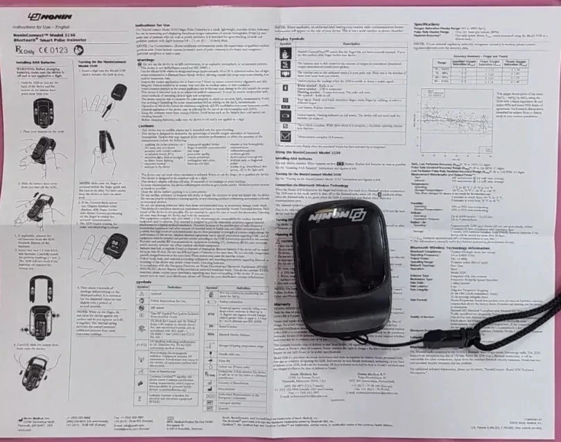 New Nonin 02 meter Model 3230 Bluetooth Smart Pulse Oximeter 100% + reviews