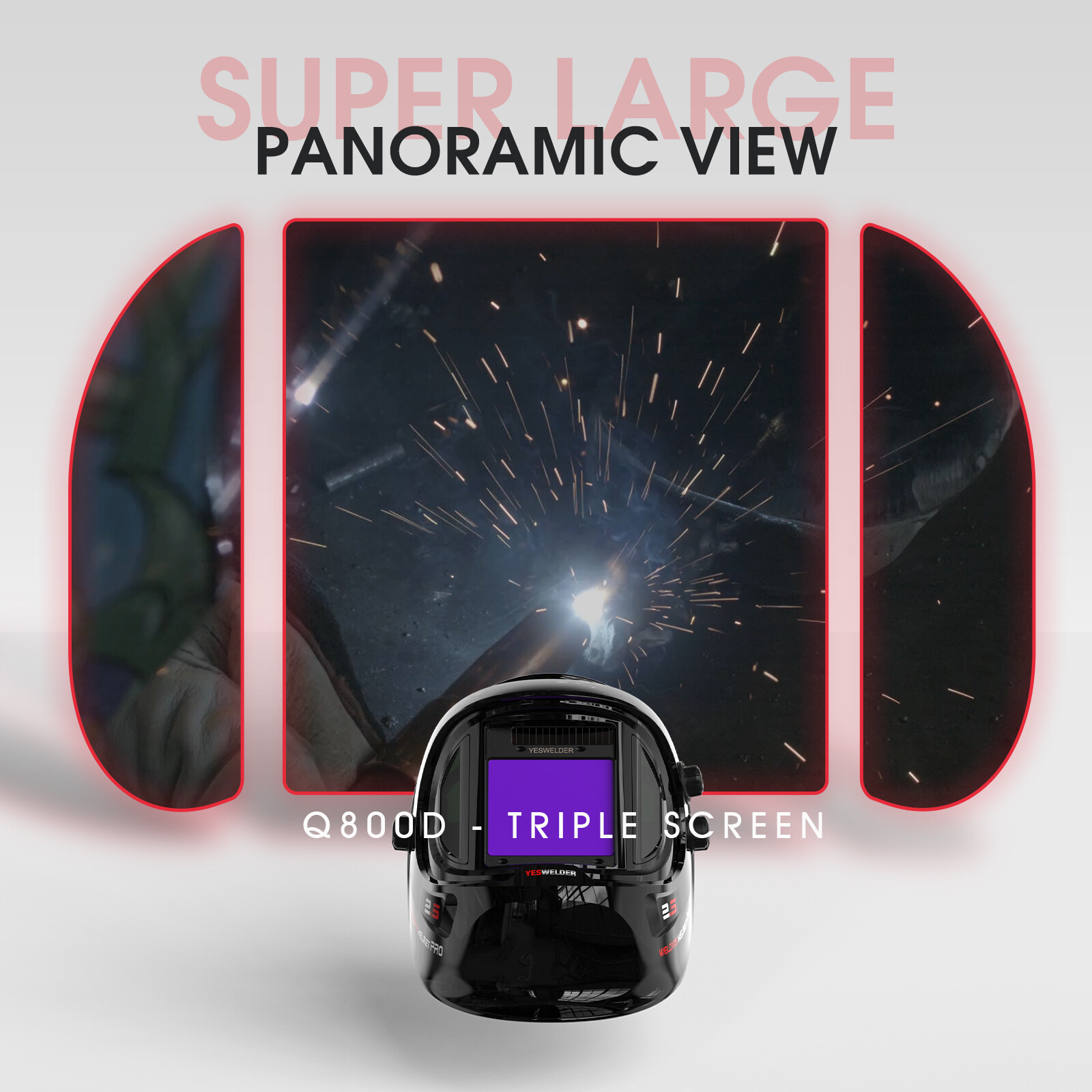 Auto-Darkening Welding Helmet,Large View True Color Welder Helmet with Side View