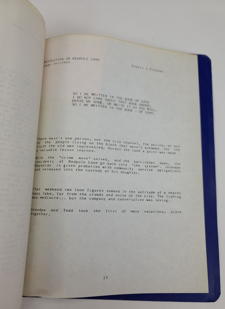 REVOLUTION ON REDPOLE LANE / Robert S. Fiveson, UNPRODUCED SYNOPSIS Script