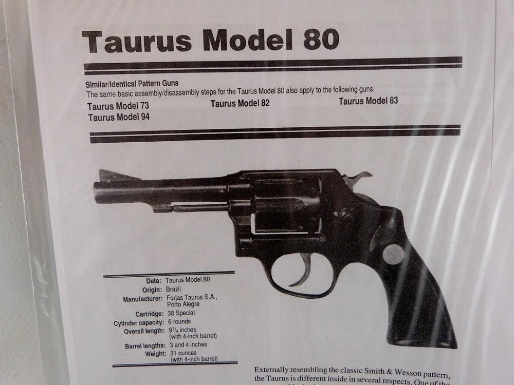 TAURUS MODEL 80 HAND GUN BREAK DOWN INSTRUCTION KIT